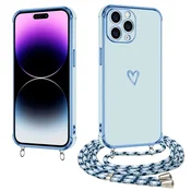 Ovitek E-Lush z vrvico za iPhone 14 Pro – modra