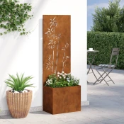 Vidaxl Zaslon za zasebnost v vrtu Rjav 50 x 140 cm Odporno jeklo