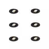 Komplet 6 vgradnih reflektorjev črne barve, nagibni 6,5 cm, vklj. LED IP54 Ultra Slim - Pupil