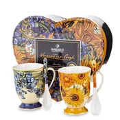 ZAKLADNICA DOBRIH I. Komplet 2 lončkov z žličkama iz porcelana z dekorjem Van Gogh