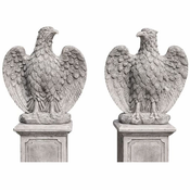 Casa Padrino Baroque Garden Decoration Eagle Sculpture Set Gray H. 76 cm - Made in Italy