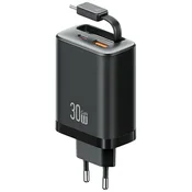 USAMS POLNILEC ZA TELEFONE USAMS 30W 1X USB-C 1X USB-A S KABLOM FAST