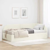 vidaXL Kotni okvir postelje z matrico 2 kos krema 90 x 190 cm Žamet
