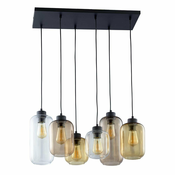TK Lighting Visoka svetilka Marco Brown, šestžarni, prozorna/rjava - Dnevna soba / jedilnica - Sodobni - črna, zlata, prosojna, medena, rjava - Steklo