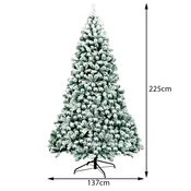 Costway Božično drevo 225 cm z metalno podlago in LED lučmi
