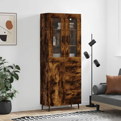 Greatstore Visoka komoda dimljen hrast 69,5x34x180 cm inženirski les