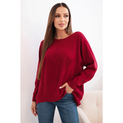 Kesi Włoski Womens sweater with a longer back and embossed star burgundy