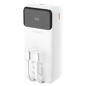 Power bank Dudao K15MAX 30000 mAh z vgrajenimi kabli in hitrim PD polnjenjem - bel