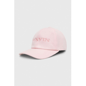 Pamučna kapa sa šiltom Lanvin boja: ružičasta, s aplikacijom