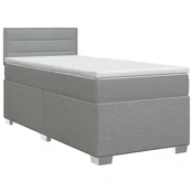 vidaXL Postelja boxspring z vzmetnico Svetlo siva 80 x 200 cm Blago