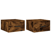 MAISON CHIC Stenski Dvo delni komplet Nočne omarice - Nočne mize dimljeni hrast 35x35x20 cm, (21690358)