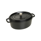 slomart Ovalna emajlirana cast iron posoda Staub - Črna, 5,5 l, primerno za ploščo, pečico in pomivalni stroj, z pokrovom