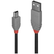LINDY LINDY USB kabel USB 2.0 USB-A vtič\, USB-mini-B vtič 3.00 m črna 36724, (20417337)