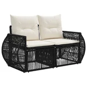 vidaXL vidaXL Vrtna sedežna garnitura 6 pcs Črna in krem bela poli ratan, (5000271408)