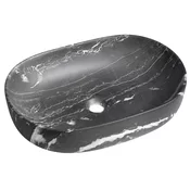Keramični umivalnik CALEO, 60x42cm, carnico marmor - Črna - 60x14x42 cm - Sapho - 24 - Keramika - Lepilo - Drugo - Ovalni/elipsasti - 600 - 140 - 420 - 14