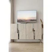 Hanah Home komoda Evva 120, 120 cm, bela / travertin / srebrna