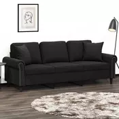 Trosjed s ukrasnim jastucima crni 180 cm baršunasti