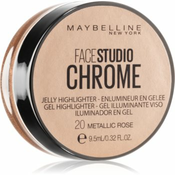 Maybelline Face Studio Chrome Jelly Highlighter gelast osvetljevalec odtenek 20 Metallic Rose 9,5 ml