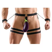 Svenjoyment Hip Harness with Cock Ring and Cuffs 2100428 Black L/XL
