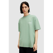 Bombažna kratka majica AllSaints ACCESS SS CREW moška, zelena barva, M038PA