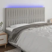 Vidaxl vidaXL Vzglavje postelje z LED svetlo sivo 200x5x118/128 cm blago