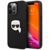 Karl Lagerfeld KLHCP13LPKMK iPhone 13 Pro / 13 6,1 black hardcase Leather Ikonik Karl`s Head Metal (KLHCP13LPKMK)