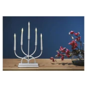 LED svečnik kovinski bel, 40 cm, 2x AA, notranji, topla bela