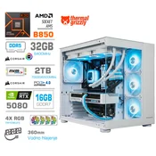 MEGA Računalnik MEGA MT S5 R7-7800X3D/RTX5080/32GB-DDR5/2TB/1050W/Brez OS/bela RGB + Estetski napajalni kabli [Modra/Bela], (5000357934)