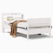 Vidaxl Posteljni okvir brez vzmetnice bel 90x200 cm trdna borovina