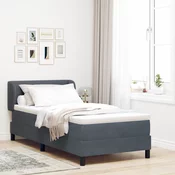 vidaXL vidaXL Postelja Box Spring z Zložljivim Matracem Temno Siva 80x200 cm Žamet, (22051817)
