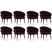 Casa Padrino Luxury Dining Chair Set of 8 Purple/Black/Beige - Kitchen Chairs with Armrests - Dining Room Furniture - Restaurant Furniture - Hotel Furniture - Luxury Furniture