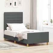 Krevetna konstrukcija Tamno siva 100 x 200 cm tkanina