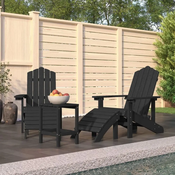 Vrtne stolice Adirondack s osloncem i stolicem HDPE antracit