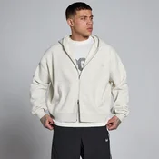 MP Mens Lift Oversized Loopback 2 Way Zip Hoodie - Creamy Grey Marl - XL