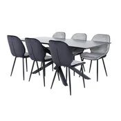 Venture Design Jedilna miza in stol Piazza in Emma, miza 76x180x90 cm, stol 57x89x47 cm, črna, siva