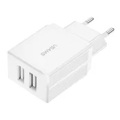 USAMS T24 glavni punjac s 2 USB prikljucka, 10 W, brzo punjenje, BIJELI CC90_W