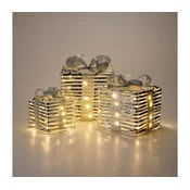 SET 3x LED božicnih dekoracija 90xLED/2xAA + 3xAA + 3xAA topla bijela pokloni/srebrna