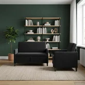 vidaXL Sofa set z shrambo 2 kos Črna Poliester