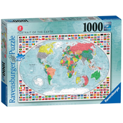 RAVENSBURGER Puzzle Barvni zemljevid sveta 1000 kosov