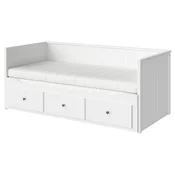 HEMNES Dnevna postelja+3 pr/2 post vložka, bela/Afjäll čvrst, 80x200 cm