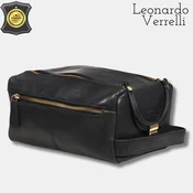 Moška usnjena toaletna torba Leonardo Verelli / CLUTCH / crna