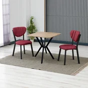 HANAH HOME Set Trpezarijski sto i 2 stolice Elma Burgundy Walnut