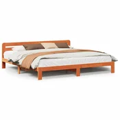 Vidaxl Posteljni okvir brez vzmetnice vošč. rjav 180x200 cm borovina