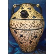 Casa Padrino Luxury Baroque Wine Jug with 2 Handles Cream/Blue/Black - Handmade Baroque Style Ceramic Jug - Baroque Decorative Accessories - Luxury Quality - Made in Italy