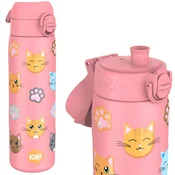 Slim water bottle for children, stainless steel, 600 ml, Cats - Ion8