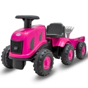 Otroški poganjalec traktor s prikolico in orodjem Baby Mix Benny roza
