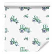 Tapeta z akvarelnimi traktorji za dnevno sobo in spalnico 50x1000 cm