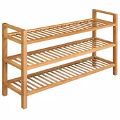 Vidaxl Stojalo za čevlje s 3 policami 100x27x60 cm trdna hrastovina