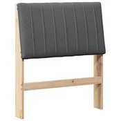 Vidaxl Tapecirano vzglavje Temno siva 80 cm Masivno borovo les