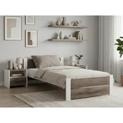 Ljubki dom Postelja IKAROS DOUBLE 90 x 200 cm, bela/hrast tartuf Posteljno dno: Letveno posteljno dno, Vzmetnica: Vzmetnica Coco Maxi 19 cm